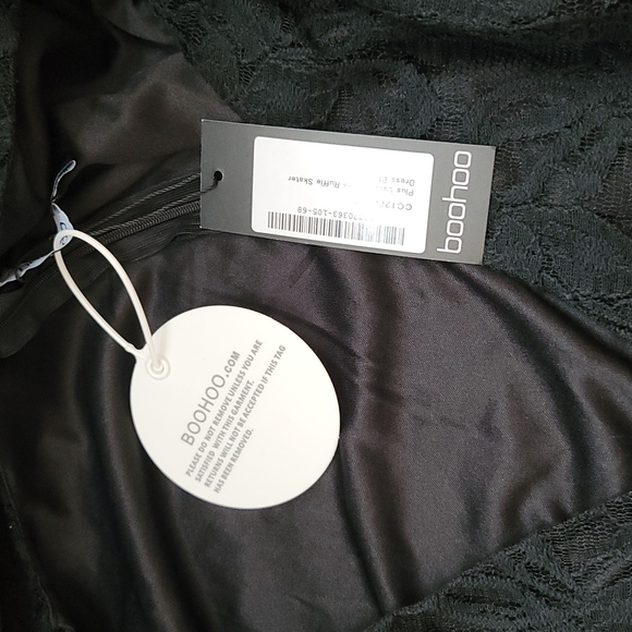 PLUS LACE PLUNGE RUFFLE SKATER DRESS - Picture 2 of 4